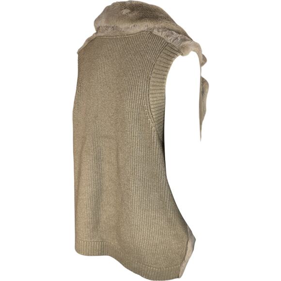 Isaac Mizrahi Live! Mixed Media Faux-Fur Vest with Pockets Taupe Large NWOT - Picture 9 of 13